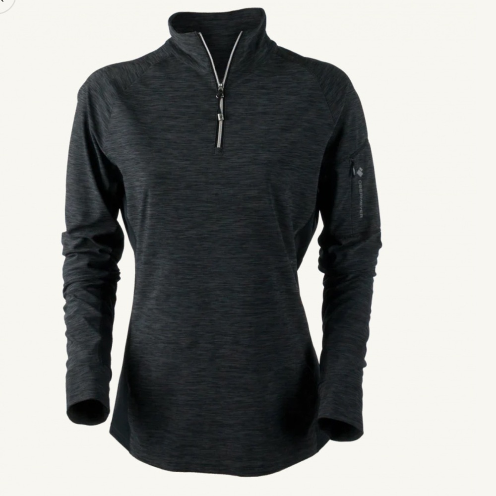 Obermeyer heather gray long sleeves 1/2 zip mock neck basic performance top Sz L